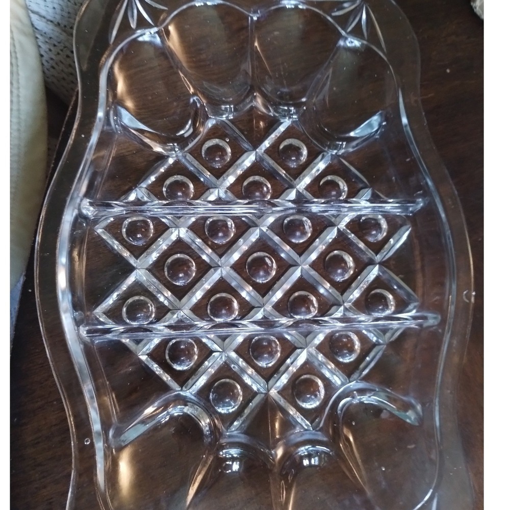 Vintage Clear Glass Divided‎ Relish Tray Candy Nut Serving Platter Dish